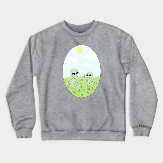 Spring Aliens Crewneck Sweatshirt by Little Spooky Studio